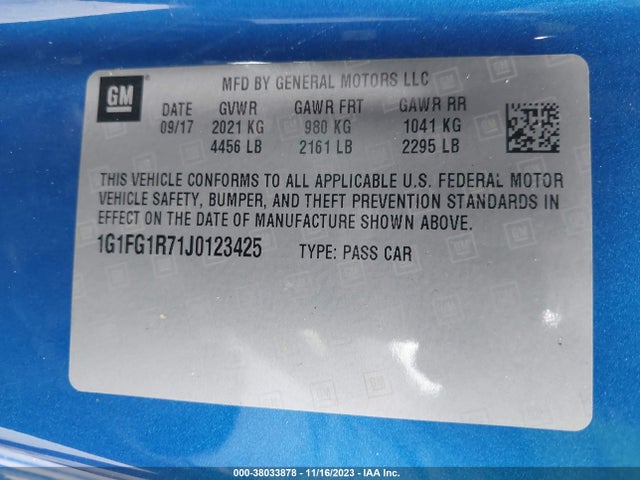 Chevrolet CAMARO 2SS 2018 1G1FG1R71J0123425 Image 9