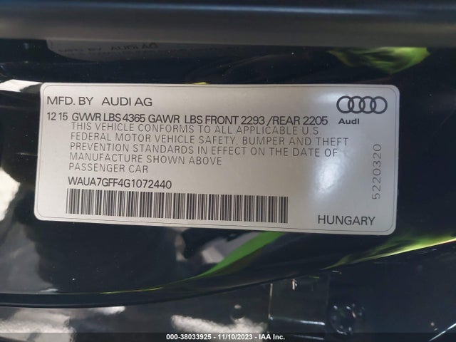 WAUA7GFF4G1072440 Audi A3 1.8t Premium