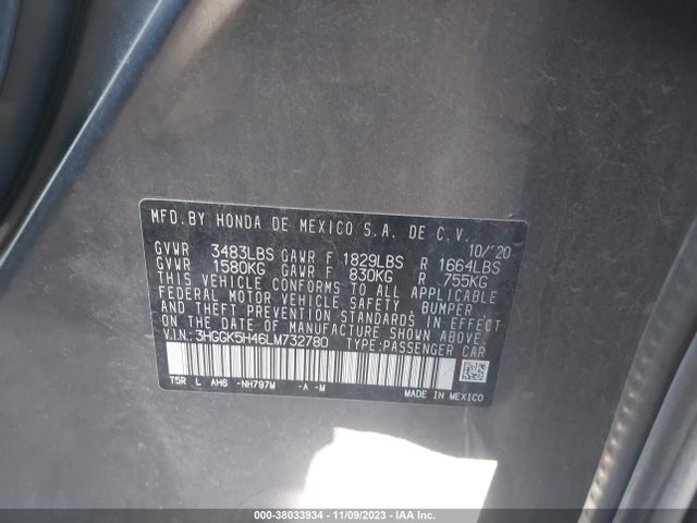 2020 HONDA FIT LX VIN: 3HGGK5H46LM732780