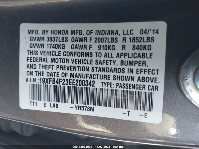 Honda CIVIC HYBRID 2014 19XFB4F23EE200342 Image 9