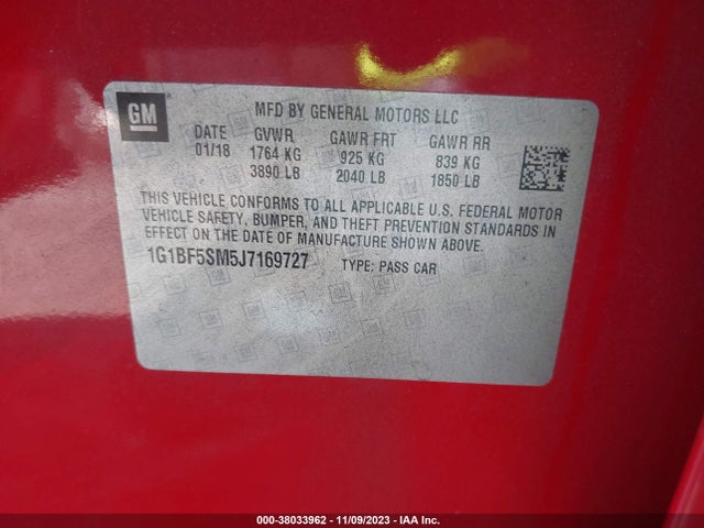 Chevrolet Cruze Premier Auto 2018 1G1BF5SM5J7169727 Image 9