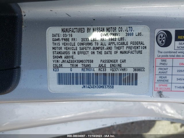 Nissan 370Z 2016 JN1AZ4EH3GM937558 Image 9