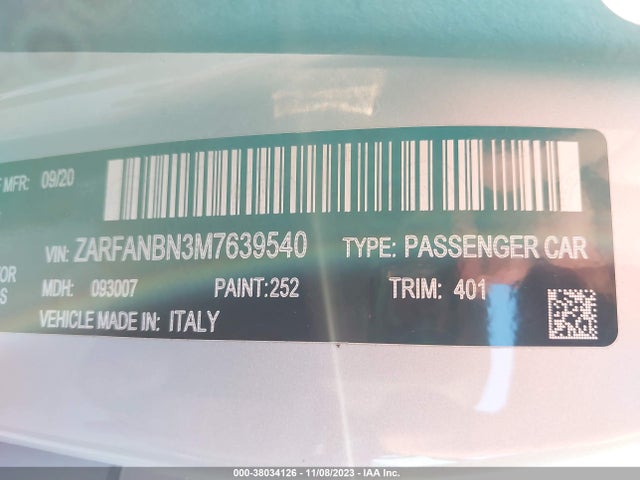 ZARFANBN3M7639540 Alfa Romeo Giulia Ti Sport Awd