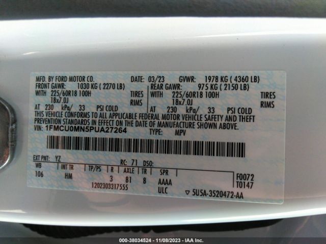 1FMCU0MN5PUA27264 Ford Escape St-line