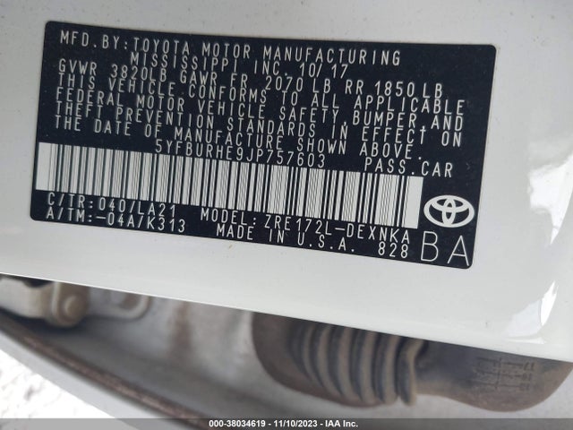 Toyota Corolla Xle 2018 5YFBURHE9JP757603 Image 9