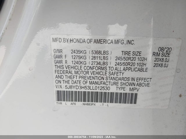 Acura Mdx Technology Package 2020 5J8YD3H53LL012530 Image 9