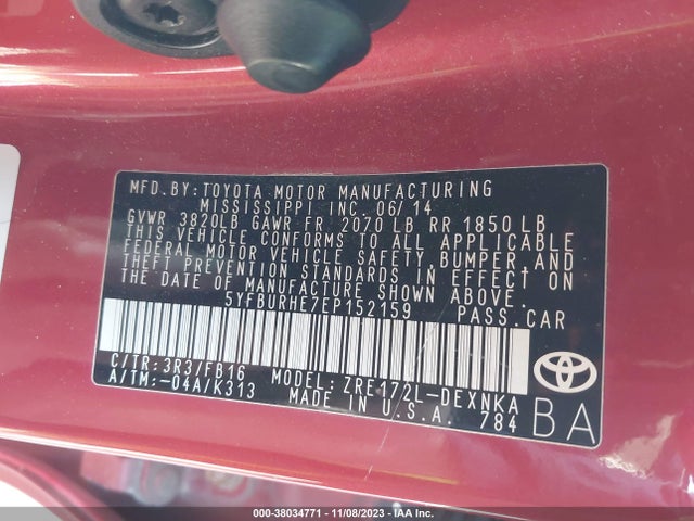 Toyota Corolla Le Plus 2014 5YFBURHE7EP152159 Image 9