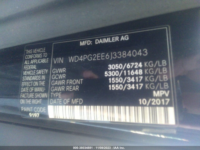 WD4PG2EE6J3384043 Mercedes-Benz METRIS PASSENGER VAN