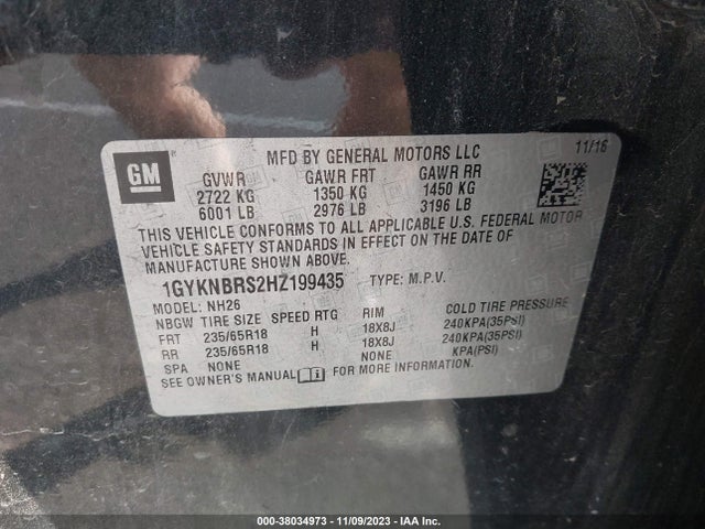 1GYKNBRS2HZ199435 Cadillac XT5 LUXURY