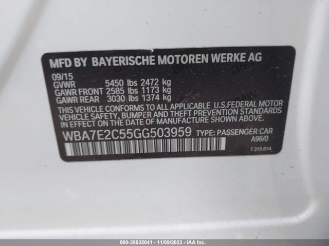 BMW 7 Series 740i 2016 WBA7E2C55GG503959 Image 9