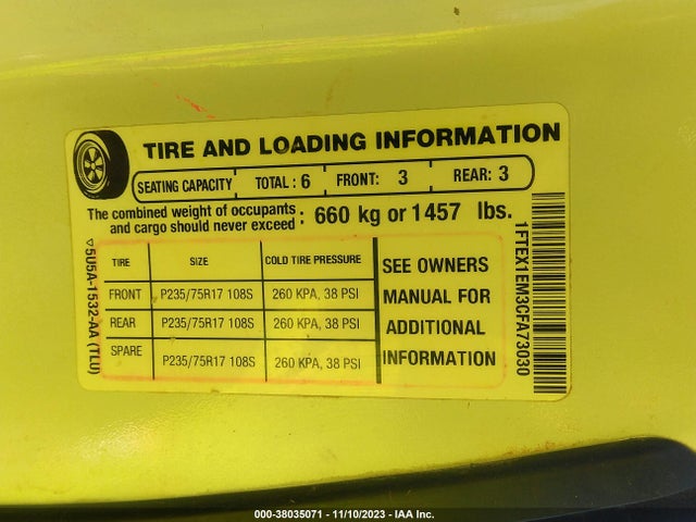2012 FORD F-150 XL VIN: 1FTEX1EM3CFA73030