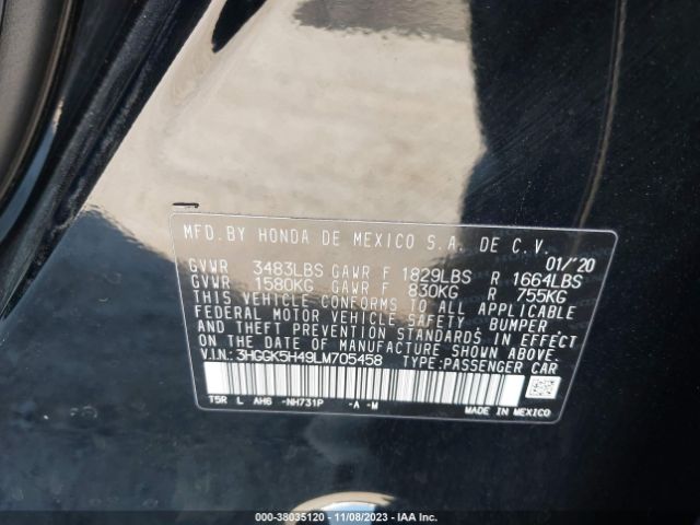 3HGGK5H49LM705458 Honda FIT LX