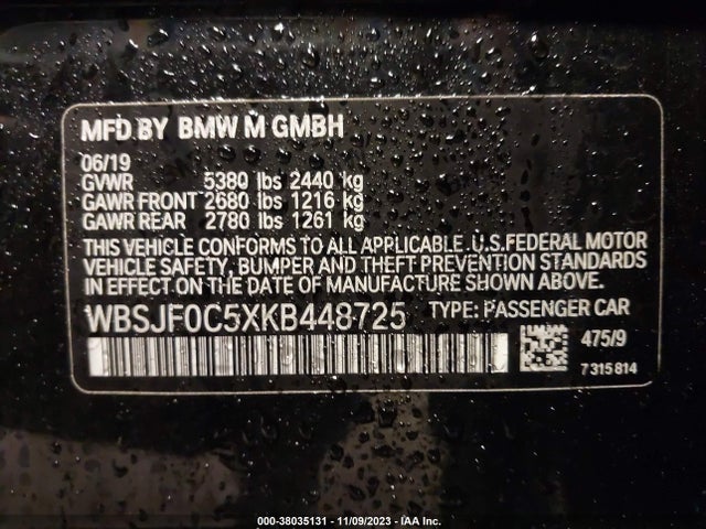 BMW M5 Competition 2019 WBSJF0C5XKB448725 Image 9