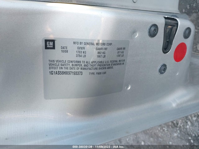 2009 CHEVROLET COBALT LS VIN: 1G1AS58HX97193373