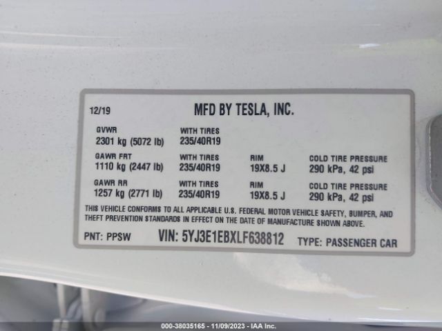 2020 TESLA MODEL 3 5YJ3E1EBXLF638812 Photo 8