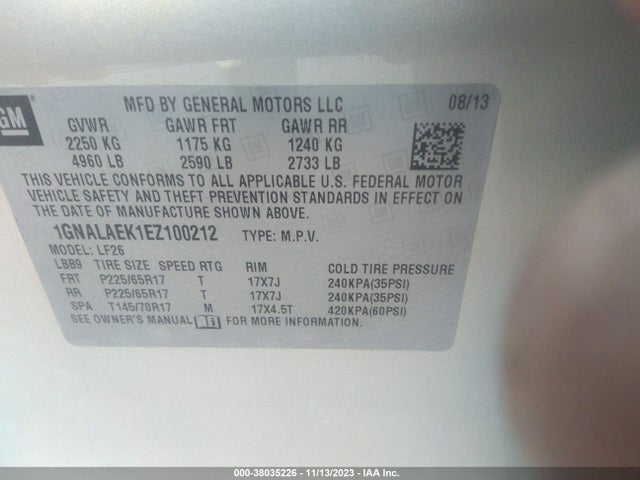 Chevrolet EQUINOX LS 2014 1GNALAEK1EZ100212 Image 9