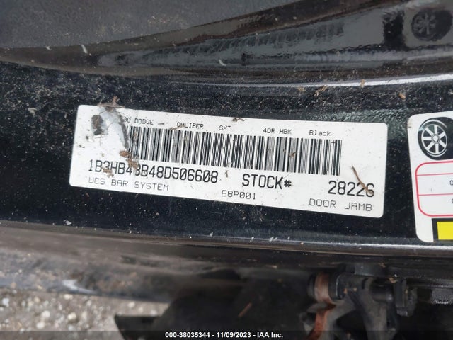 2008 DODGE CALIBER SXT VIN: 1B3HB48B48D506608