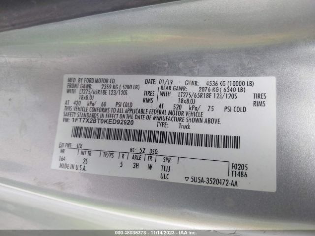 1FT7X2BT0KED92920 Ford F-250 Xlt