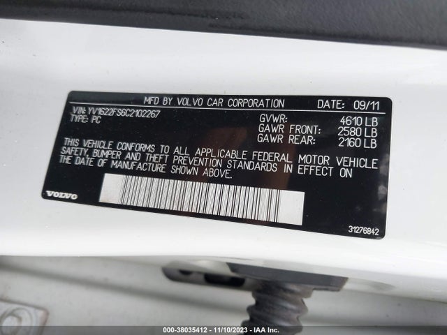 2012 VOLVO S60 T5 VIN: YV1622FS6C2102267