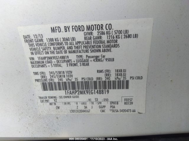 1FAHP2MK9EG148819 Ford SEDAN POLICE INTERCEPTOR