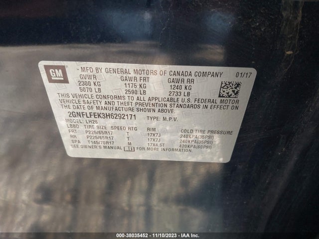 Chevrolet EQUINOX LT 2017 2GNFLFEK3H6292171 Image 9