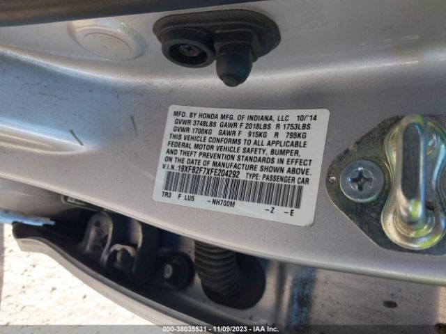 19XFB2F7XFE204292 Honda Civic Sedan Se