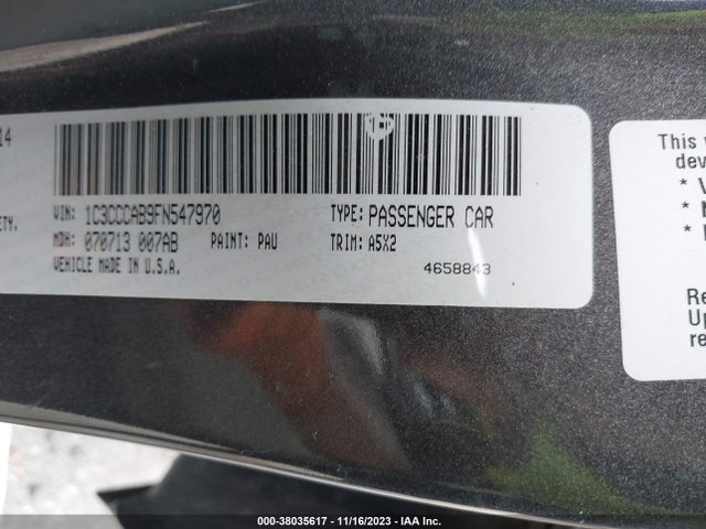 2015 CHRYSLER 200 LIMITED VIN: 1C3CCCAB9FN547970