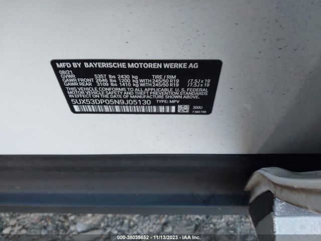 5UX53DP05N9J05130 BMW X3 Xdrive30i