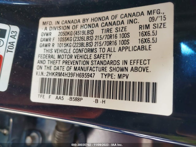 Honda CR-V LX 2015 2HKRM4H39FH695947 Image 9