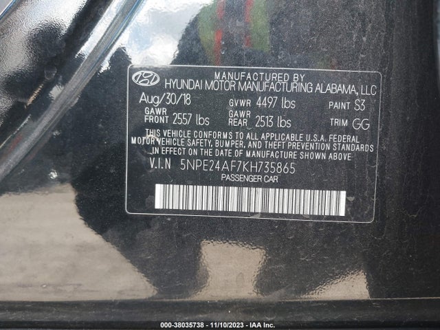Hyundai SONATA SE 2019 5NPE24AF7KH735865 Image 9