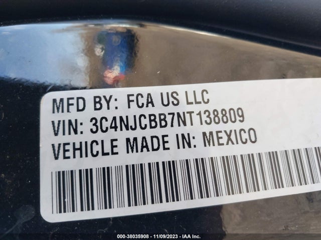 3C4NJCBB7NT138809 Jeep Compass Latitude Fwd