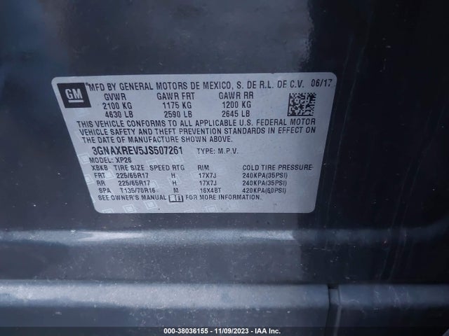 Chevrolet EQUINOX LS 2018 3GNAXREV5JS507261 Image 9
