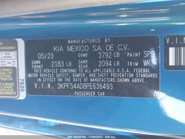 3KPF54AD8PE636493 KIA Forte Gt-line