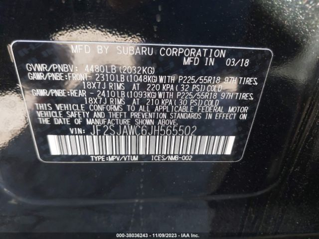 JF2SJAWC6JH565502 Subaru Forester 2.5i Touring