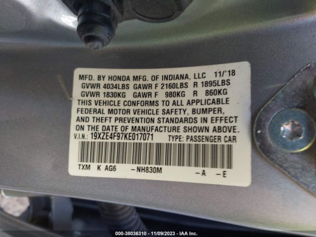19XZE4F97KE017071 Honda Insight Touring