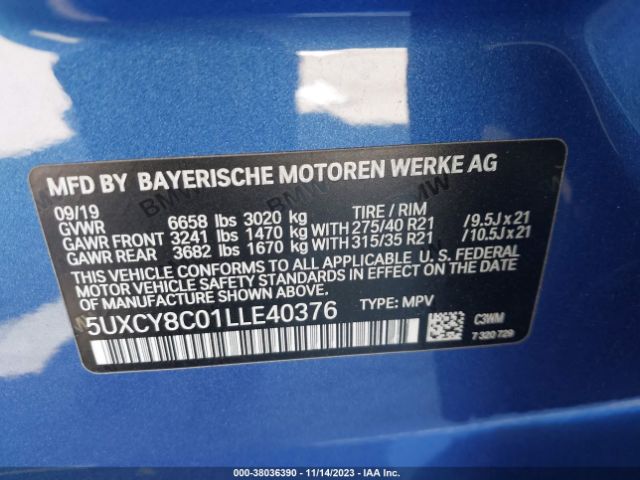 5UXCY8C01LLE40376 BMW X6 M50i