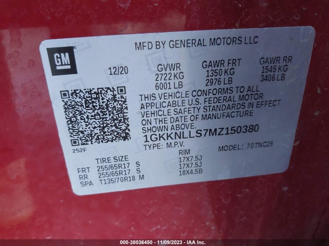 GMC Acadia Awd At4 2021 1GKKNLLS7MZ150380 Image 9