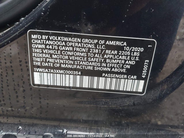 1VWSA7A3XMC000354 Volkswagen Passat 2.0t Se