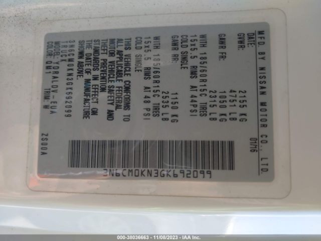 3N6CM0KN3GK692099 Nissan Nv200 S