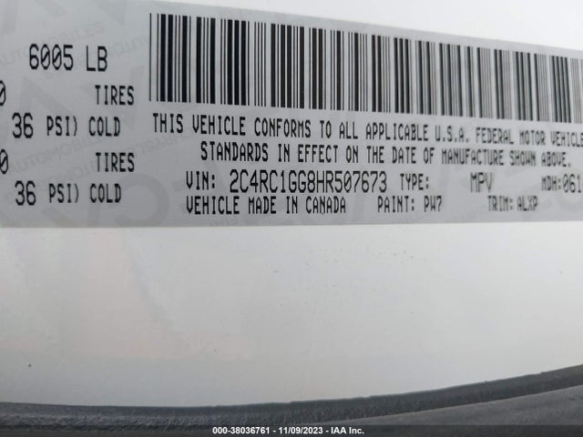 Chrysler Pacifica Limited 2017 2C4RC1GG8HR507673 Image 9