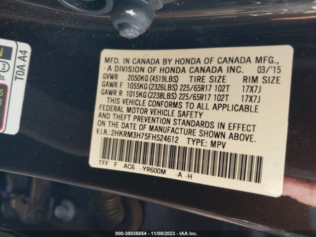 2HKRM3H75FH524612 Honda Cr-v Ex-l