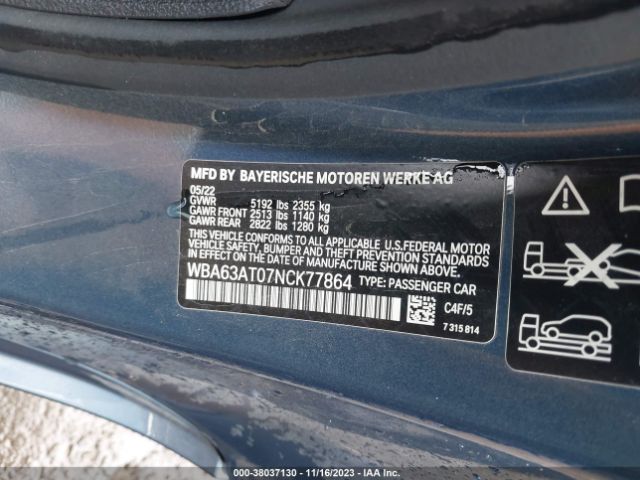 2022 BMW 4 SERIES WBA63AT07NCK77864 Photo 8
