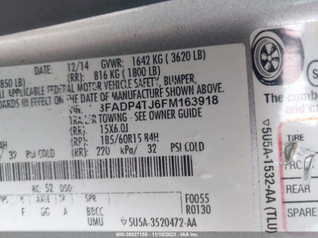 3FADP4TJ6FM163918 Ford FIESTA S