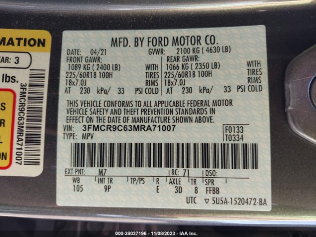 3FMCR9C63MRA71007 Ford Bronco Sport Outer Banks