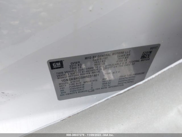 Chevrolet Tahoe Lt 2017 1GNSKBKC5HR231481 Image 9
