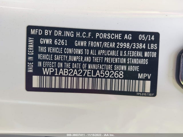 2014 PORSCHE CAYENNE WP1AB2A27ELA59268 Photo 8