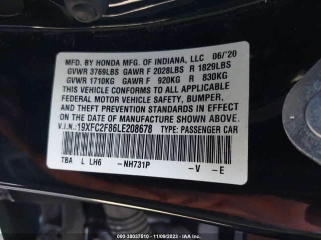 Honda Civic Sport 2020 19XFC2F86LE208678 Image 9