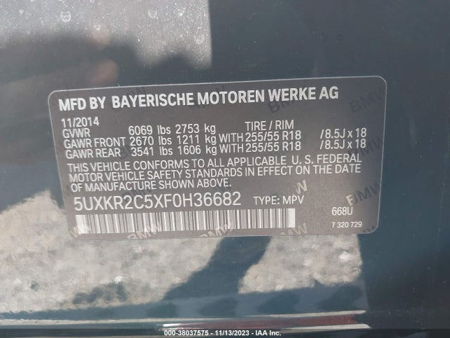 BMW X5 Sdrive35i 2015 5UXKR2C5XF0H36682 Image 9