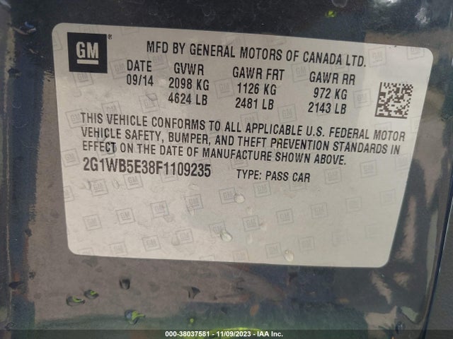 Chevrolet Impala Limited Lt 2015 2G1WB5E38F1109235 Image 9