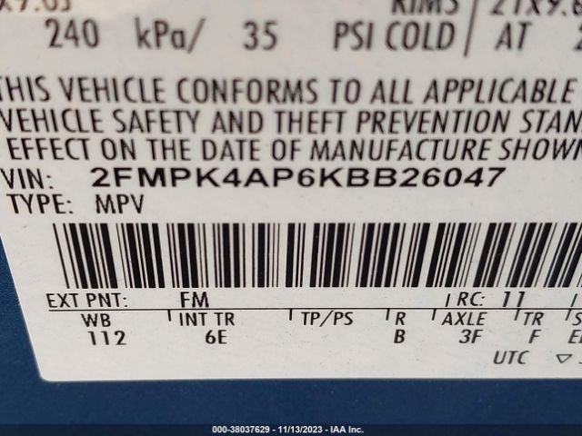 2019 FORD EDGE 2FMPK4AP6KBB26047 Photo 8